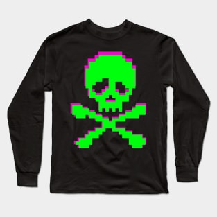 Neon Green Pink Skull Crossbones Punk Long Sleeve T-Shirt